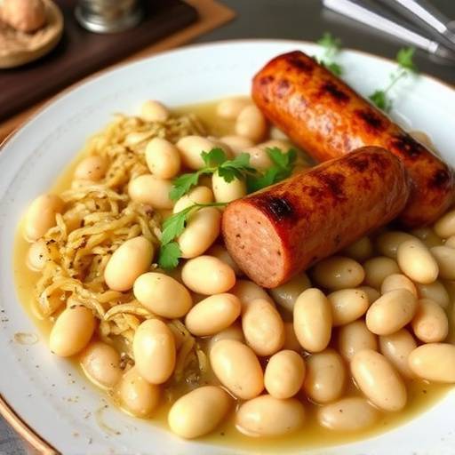 Butifarra amb mongetes: butifarra catalana a la brasa acompa&ntilde;ada de jud&iacute;as blancas