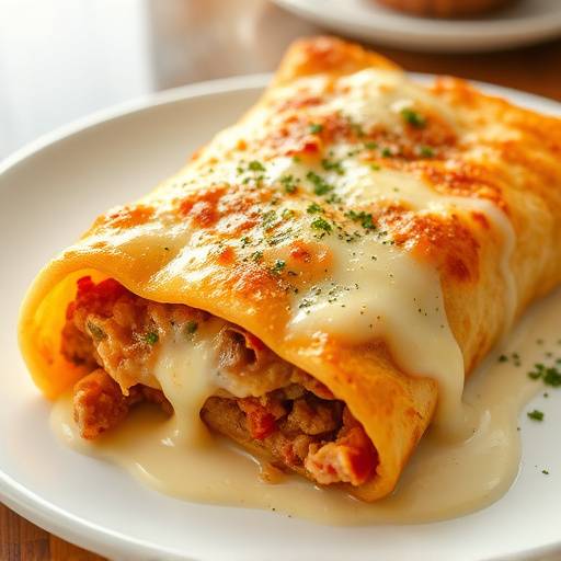 Imagen de un plato de Canelones a la catalana, rellenos de carne asada y cubiertos de bechamel y queso gratinado
